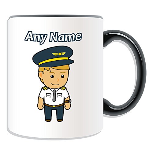 Taza de regalo con diseño de piloto (motivo, nombre, mensaje y color personalizable)