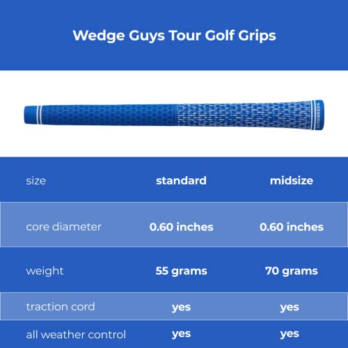 Wedge Guys Dc Tour Golf Grips – 4 Grip Zones For Supreme Comfort & Control - All-Weather Performance Golf Club Grips Replacement For Regripping Wedges Drivers Irons Woods Hybrids, Midsize Or Standard #TOP6