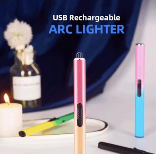 Encendedor eléctrico recargable USB rosa y dorado miniatura 4