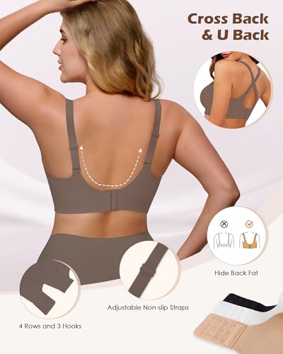 Image of As Fairy Womens Soft Comfortable No Underwire Bras V Neck Seamless Push Up Bralettes Full Coverage Tshirt Brassiere