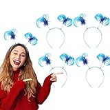 SEIHDHIK 4 Pack Ponytail Headbands, Blue Tinsel Wrapped Headband,Party Feathers Head Bopper Hairband, Cosplay Costume Headwear Accessories