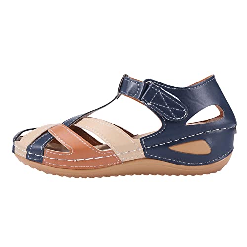 PU Leather Women's Orthopedic Anti-Slip Vintage Cross Belt Wedge Gladiator Outdoor Hollow Out Sandals4