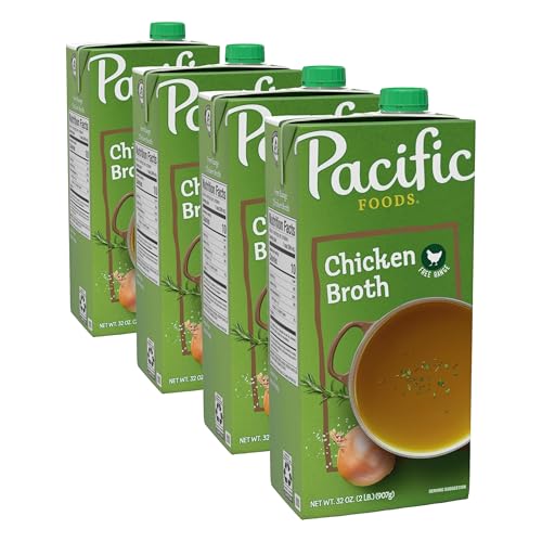 Pacific Foods Free Range Chicken Broth, 32 oz Carton (Pack of 4)