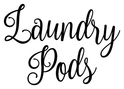 Laundry Pods 6w x 4h Label | Laundry Room Organization | Die Cut Vinyl Decal | Black Fancy Font (Sticker Only)
