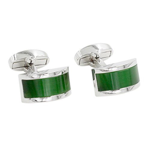 Boutons de manchettes avec pierre vert émeraude | Garantie 5 ans | Coffret cadeau inclus | Boutons de manchettes de qualité | Boutons de manchettes pour témoin | Boutons de manchettes bleu marine Cover