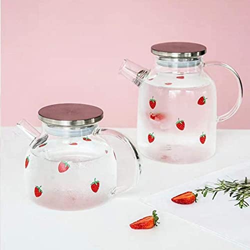Bule de chá de vidro, bule de chá de vidro com infusor removível para chá de folhas soltas e florida