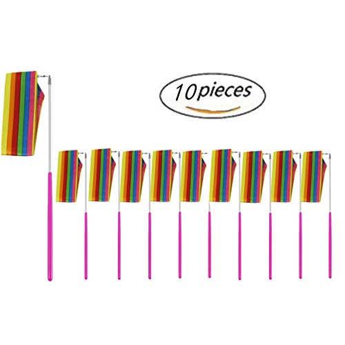 JBBERTH Lot de 10 rubans de gymnastique rythmique 2 m Couleurs arc-en-ciel Cover