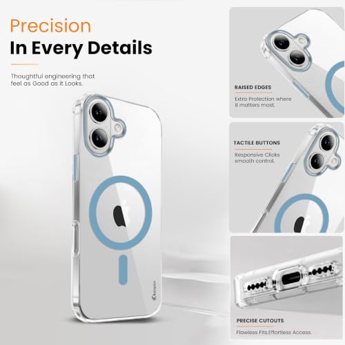 Image of KARWAN Crystal Clear Magnetic Back Case Cover Compatible with iPhone 17 Anti-Yellow Transparent Shockproof Cover with Camera Protection, Scratch Resistant, MagEaze Wireless Charging Support