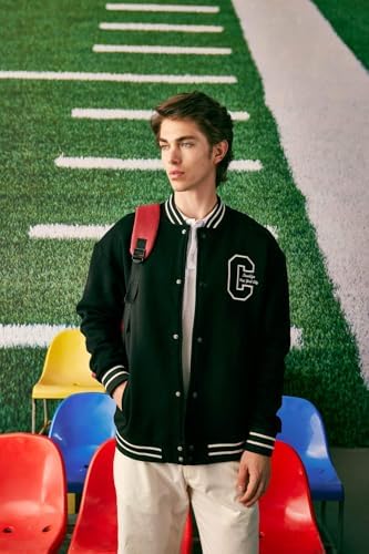 DeFacto Oversize Fit Kolej Yaka Bomber Baskılı İçi Yumuşak Tüylü Hırka Siyah XS - Görsel 2