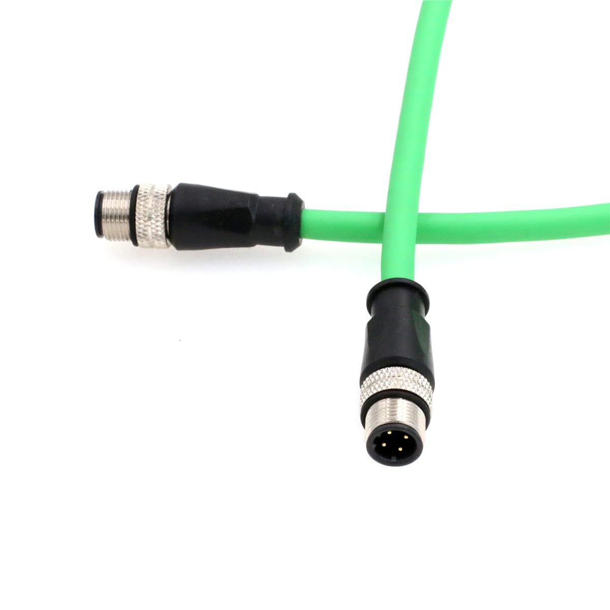 HangTon Cavo Ethernet di rete CAT5e M12 a 4 pin per sensore industriale Baumer Sick Omron Keyence Camera Profinet, codificato D-Coded a D-Coded verde 30M