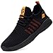 LARNMERN PLUS Chaussures de Sport Homme Femme Imperméable Running Basket Légères Course Fitness Respirante Style Étanche Sneakers (8 Noir Orange,42 EU)