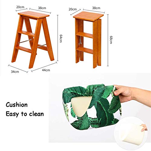 Taburete de escalada plegable con asiento de esponja y estructura de madera DASHADAO 3