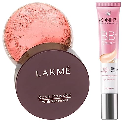 Image of LAKME Natural Finish Rose Face Powder, Warm Pink, 40 Gm And Pond's White Beauty Bb+ Fairness Cream 01 Original, 18 Gm
