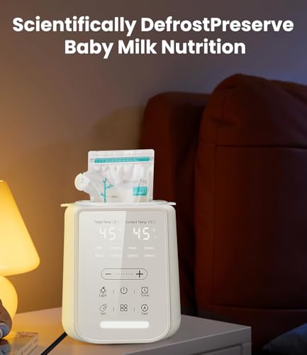 Vuxava Calienta Biberones Portátil 8-en-1 – Calentador de Biberones con Esterilizador, Función Descongelado, Luz Nocturna, Temporizador – Para Casa y Coche - imagen 4