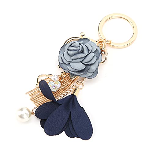 Bonbela Porte-clés en alliage de zinc fleur gland perle décoration crochet clé pendentif bricolage fournitures cadeaux – vue 4