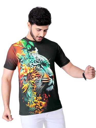 Image of Vintage Animal T Shirt for Men 3D Fierce Leopard Print T Shirt /Summer Short Sleeve Holiday T-Shirts Loose Clothing O-Neck Pullover /Cheetah Printed Attractive T Shirt