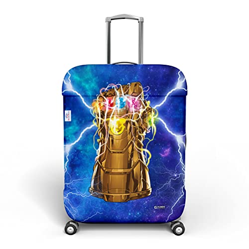 Image of Heart Home Marvel The Infinity Gauntlet Luggage Cover|Polyester Travel Suitcase Cover|Washable|Stretchable Suitcase Protector|18-22 Inch|Small (Sky Blue)