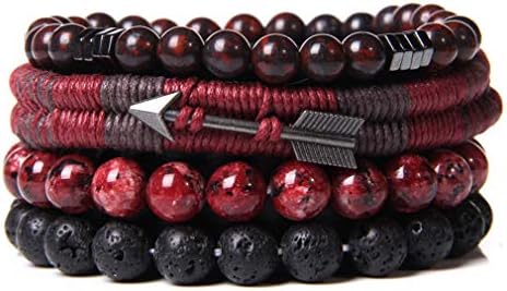 CASDAN 4-5 Pcs Leather Woven Braided Bracelet for Men Women Wrap Cuff Bracelets Linen Hemp Cords Wood Beads Ethnic Tribal Wristband Adjustable 4