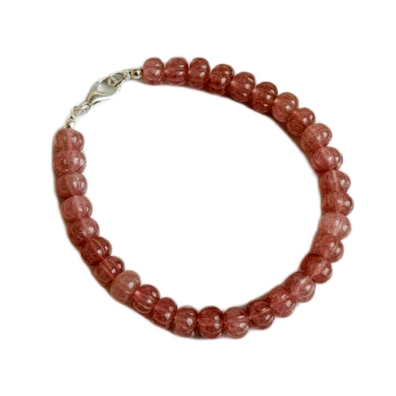 Bracelet quartz cerise naturel, une idée cadeau d'anniversaire fait main unique