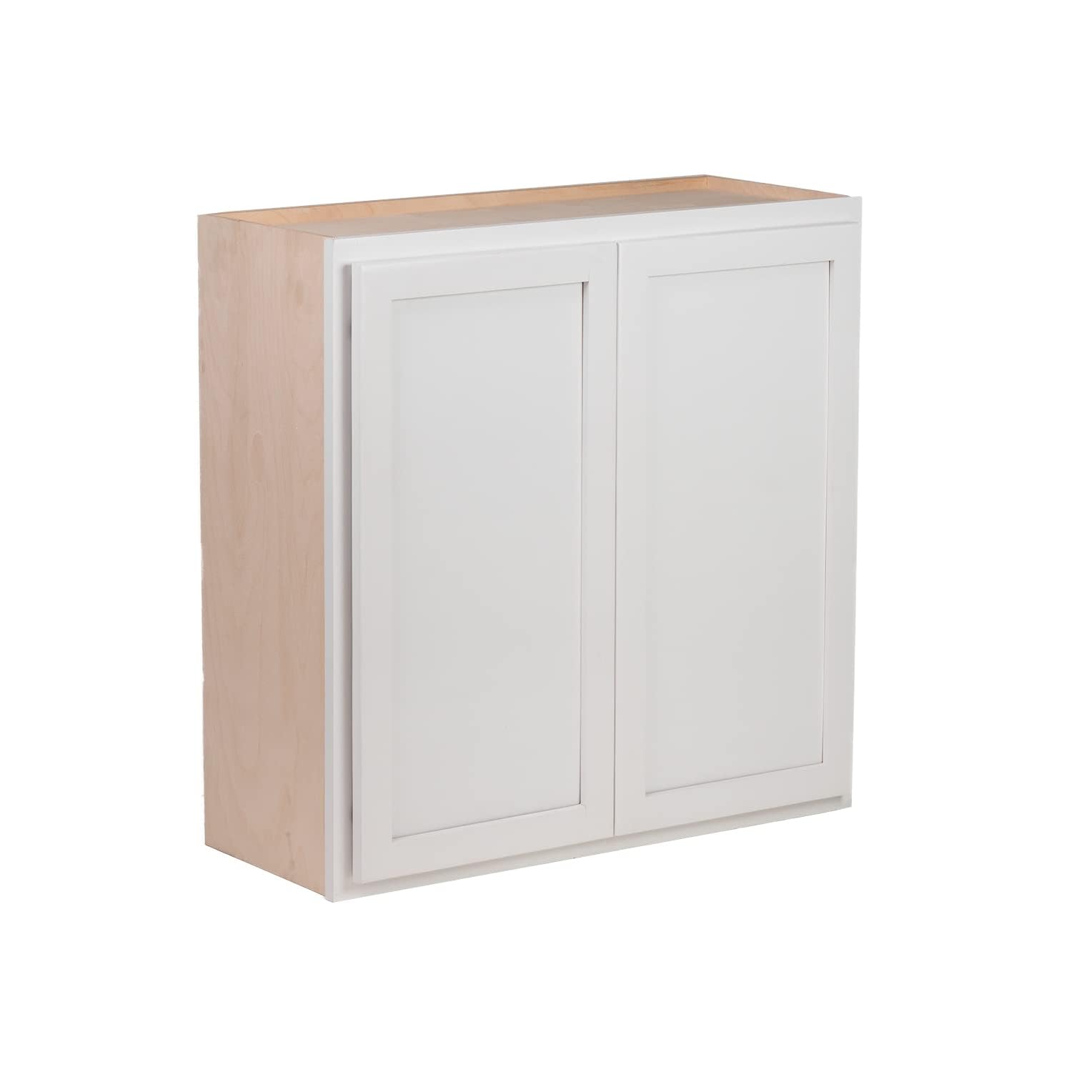 Quicklock RTA (Ready-to-Assemble) | 36" Tall Wall Kitchen Cabinets - Shaker Style | 100% Hardwood | Made in America | Soft Close Hardware (Pure White,