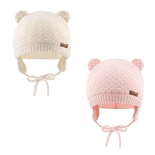 Image of PESAAT Baby Winter Hats Warm Knit Infant Beanie for Boys Toddler Girls Winter Hat with Earflap