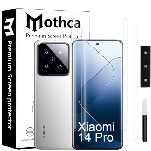 Image of Mothca Curved UV Tempered Glass Screen Protector for Xiaomi 14 Pro | Transparent | Pack of 2 | Borderless Full Screen Coverage with UV Installation Kit