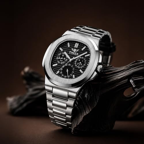 Image of Men's Analog Quartz Watch with Black Dial, Stainless Steel Strap, Date Display, Luminous Hands and Water Resistant Design