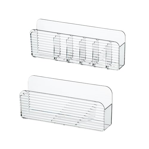 MORNITE Bathroom Medicine Cabinet Organizer Set Small Narrow Compact Shelves Holder Compartments for Lipstick Facial Mask 2 Pcs Trays for Cabinet Wall Vanity - Clear