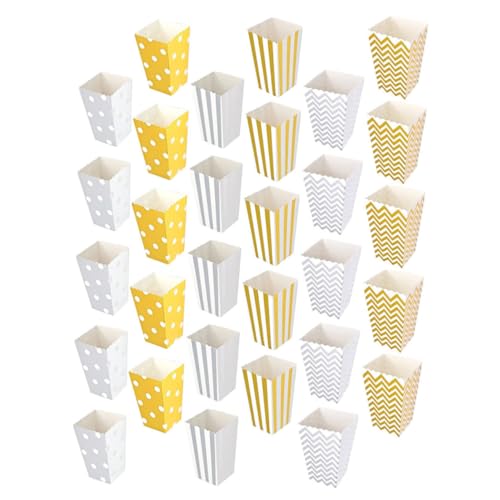 GRIRIW 30pcs Vertical Stripe Popcorn Boxes Movie Night Party Supplies Snack Containers for Birthday Chicken Carton Horizontal Paper Boxes