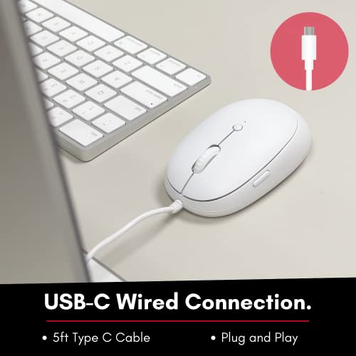 Macally Usb C Mouse For Mac With Back Button - Clean And Simple - Wired Mouse For Mac And Pc - Plug And Play Type C Mouse For Macbook Pro/Air With 4 Dpi Modes - White Apple Mouse #TOP2