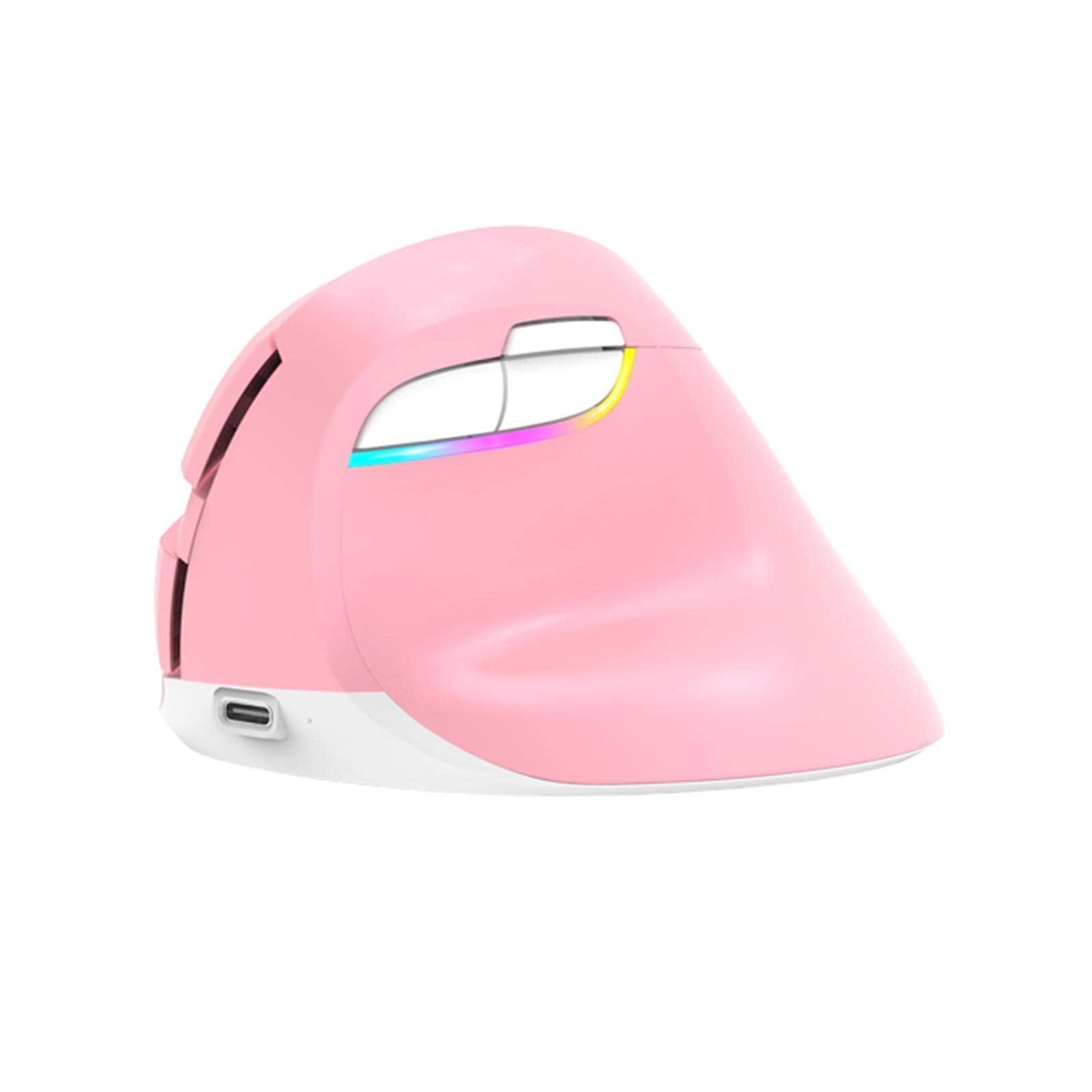JUSHZ Bezprzewodowa mysz komputerowa do laptopa, gamingowe, ergonomiczne urządzenie wskazujące myszy pionowe USB 4.0, Bluetooth, podwójny tryb, ładowana, fotoelektryczna ergonomia 2,4 G (103 x 89 x 69 mm, różowa)
