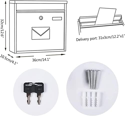 Mailbox Key Lock Box Wall Mounted Lockable Mailbox, Galvanized Steel Safe And Secure Letter Box, Mail Drop & Collection Box With Keys For Outdoor #TOP6
