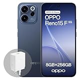 OPPO Reno15 F 5G Android Smartphone, 8+256GB, 6.57' 120Hz Display, 50MP FOV 100° Ultra-Wide Selfie Camera, AI Portrait Glow, 6500mAh Battery, IP69, with 80W SUPERVOOC Charger, Twilight Blue