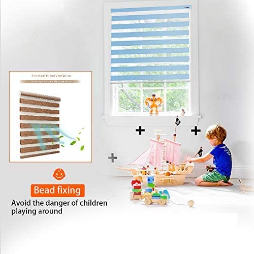 Image of Zebra Blind for Windows Dual Layer Zebra Roller Shades Light Filtering Sheer Window Treatments Privacy Light Control for Day and Night, Beige, Polyester, W100XH160CM