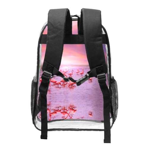 Mochila transparente con flamencos para evitar colas en el control 2