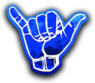 Shaka Hang Loose Hawaiian Hand Vinyl Decal Sticker - Car Truck Van SUV Window Wall Cup Laptop - One 5 Inch Decal - MKS0705