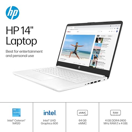 HP 14" Ultra Light Laptop for Student & Home (Intel Quad-Core N4120, 4GB RAM, 128GB(64GB + 64GB SD), 1-Year Office 365) 11-Hr Long Battery Life, Webcam, WiFi, Win 11 Home in S Mode - Snow White by ist computers - Image 2