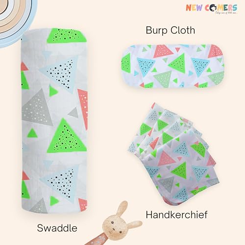 Image of NEW COMERS Baby Muslin Cloth Set | 6 Pcs Double Layered Pure Cotton Swaddle Wrap | Soft & Absorbent Baby Burp Cloth & Reusable Washcloth Towels, White (SBW 13)