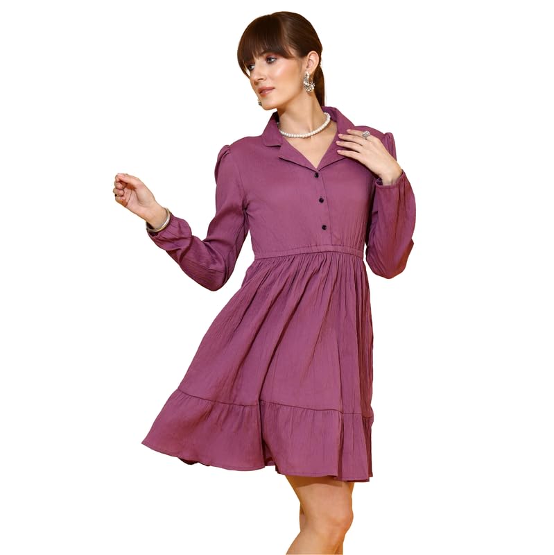 sheetal associates Women's Casual Full Sleeve Crepe Shirt Dress-picture-0