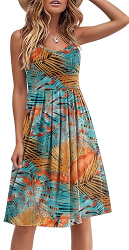 Image of Akihoo Women Summer Casual Sleeveless Midi Plain Pleated Tank Vest Dresses