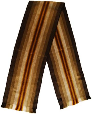 South American Artisans Cappuccino Brown Striped Alpaca Fiber Reversible XL Scarf