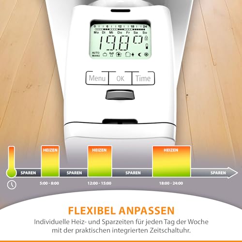 Olympia Elektronisches Heizungsthermostat HT 2000 - Thermostat Heizung programmierbar - Heizkörper...
