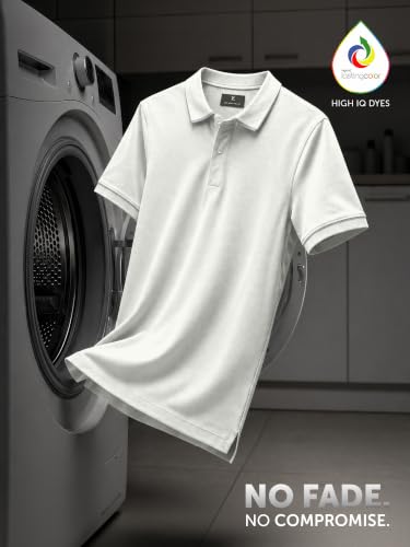 Image of XYXX Men's Apex Mercerized Cotton Striped Collar Pique Polo T-Shirt