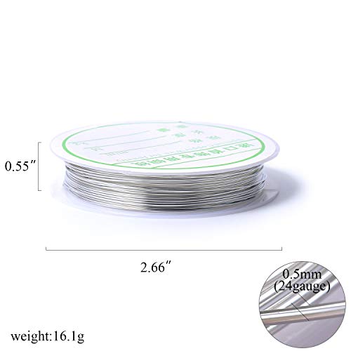 image for ALEXCRAFT 66 Yards 10 Rolls Silver Tone Craft Wire Bulk 24 Gauge Thin 