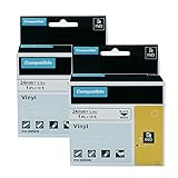 Aonomi Compatible Industrial Label Tape Replacement for DYMO 1805430 1' Permanent Vinyl Label Tape for Use with DYMO Rhino 6000 6500 Industrial Label Maker, Black on White，2-Pack