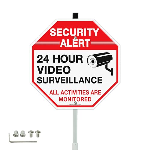 Panneau de sécurité vidéo surveillance avec piquet 91cm