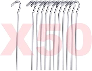 Vivo Pack of 50 X Tent Pegs Galvanised Metal Steel Heavy Duty Tent Pegs Hard Ground Camping Canopy Gazebo Pond Netting Awnings 50 pcs
