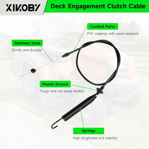 XIKOBY 175067 Deck Engagement Clutch Cable for Craftsman LT1000 LT2000 42\'\' Riding Lawn Mower Tractor Husqvarna Poulan Ariens Sears DLT3000 Lawnmower Parts 169676 532169676 532175067 21547197 21547184