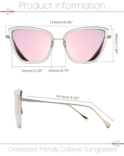 Joopin Oversized Cateye Sunglasses for Women Fashion Cat Eye Sun Glasses UV Protection Ladies Shades Sunnies