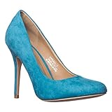 Riverberry Women's Piper Round Toe, High Heel Pumps, Turquoise Suede, 7.5